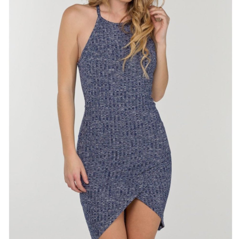 blue body con dress